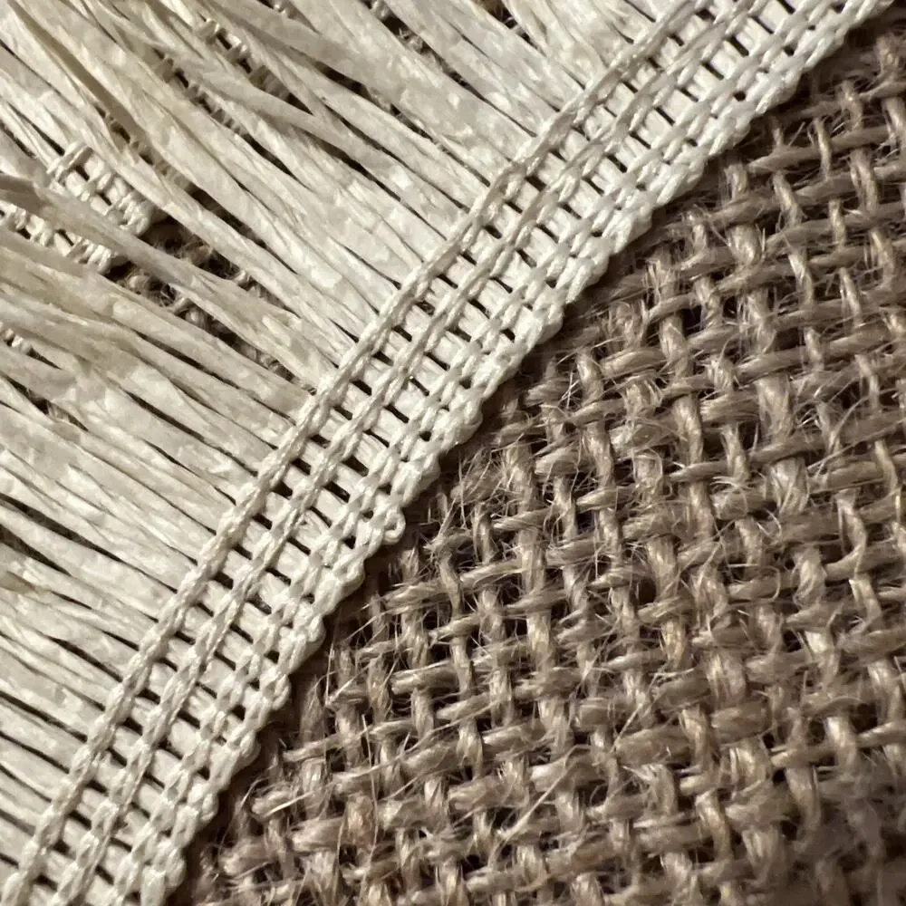 Burlap Round Placemats Set of 4 Table Decor Boho Natural Jute Fringe